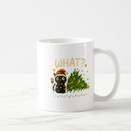 Mug Funny Cat With Christmas Lights And Fallen Tree Ar (Droite)