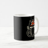 Mug Funny Cat With Mushroom Hat Black Cat With Toadsto (Devant droit)