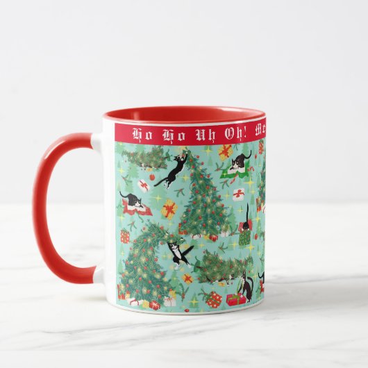 Mug Funny Cat Wrecks Christmas Tree Custom (Gauche)