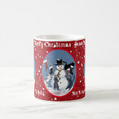 Mug Funny Cats and Snowman Red Personnalisé (Centre)