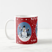 Mug Funny Cats and Snowman Red Personnalisé (Gauche)