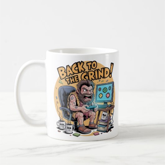 Mug Funny Caveman Gamer Office Retour au moulin (Gauche)