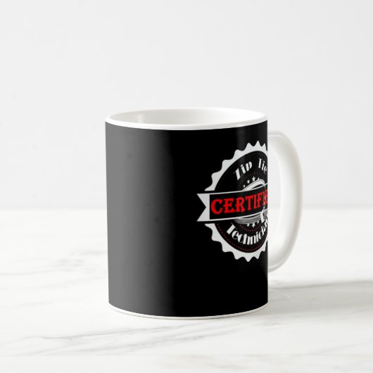 Mug Funny Certified Zip Cravate Technicien Mécanicien  (Devant droit)
