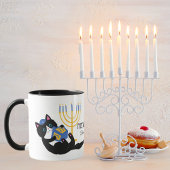 Mug Funny Chat Gold Menorah Hébreu Happy Hanoukka