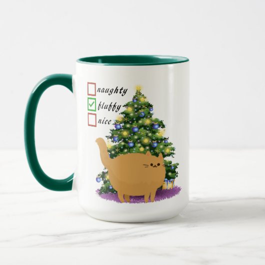 Mug Funny Chat - Liste de vérification de Noël (Gauche)