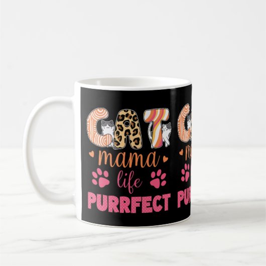 Mug Funny Chat Mama Vie Empreinte de léopard Purrfect (Gauche)