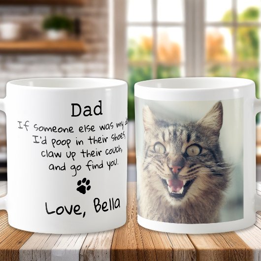 Mug Funny Chat Papa - Fête des pères Custom Photo pour