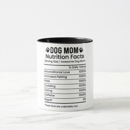 Mug Funny Chien Maman Valeur nutritive (Centre)