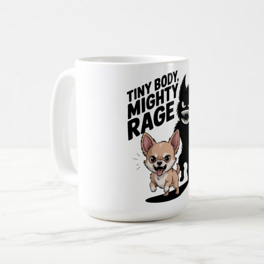 Mug Funny Chihuahua Chien "Petit Corps, Puissant Âge" (Devant gauche)