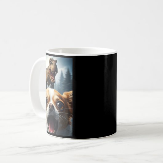 Mug Funny Chihuahua Dog Selfie With T-rex Women Men Ki (Devant gauche)
