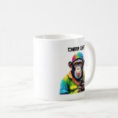 Mug Funny-Chimp Conversation-Chimpanzé avec téléphone- (Devant droit)
