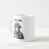Mug Funny-Chimp Conversation-Chimpanzé avec téléphone- (Devant gauche)