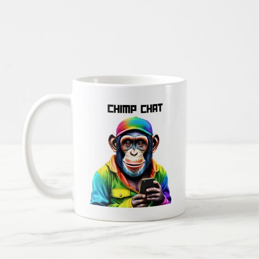 Mug Funny-Chimp Conversation-Chimpanzé avec téléphone- (Gauche)