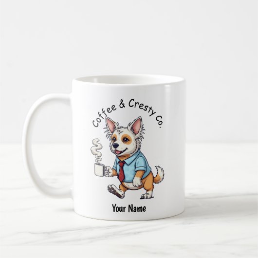 Mug Funny Chinese Crested Dog Business Suit Coffee  (Gauche)