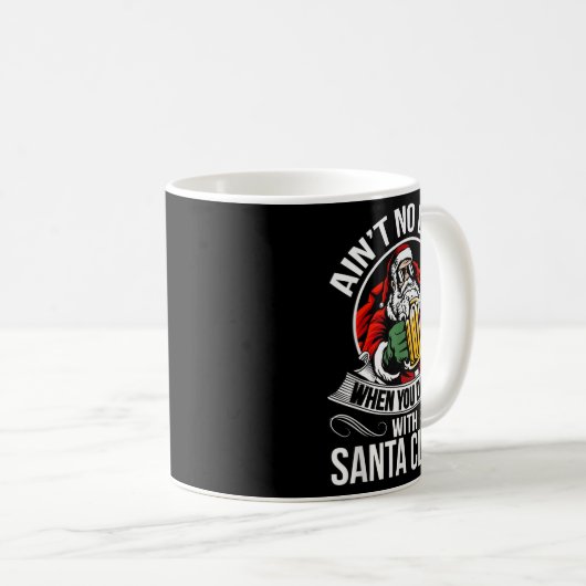 Mug Funny Christmas Beer Drinking With Santa Clause  (Devant droit)