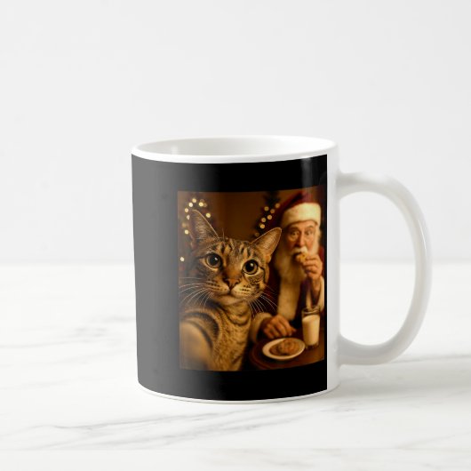 Mug Funny Christmas Cat Selfie With Santa Claus Meme M (Droite)