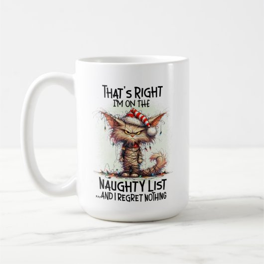 Mug Funny Christmas Cats Naughty List (Gauche)