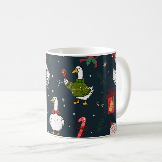 Mug Funny Christmas Ducks Seamless Pattern (Devant droit)