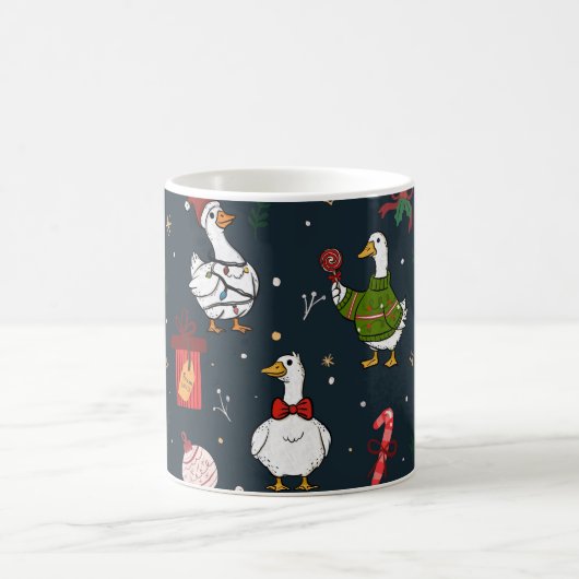 Mug Funny Christmas Ducks Seamless Pattern (Centre)