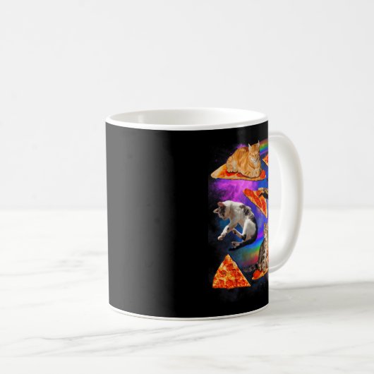 Mug Funny Christmas Galaxy Cat In Space Cat Riding Zza (Devant droit)