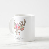 Mug Funny Christmas Reindeer Visages Personnalisé Nom (Devant gauche)