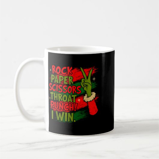 Mug Funny Christmas Rock Paper Scissors Throat Punch  (Gauche)