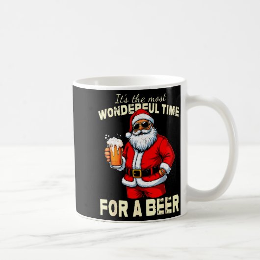 Mug Funny Christmas Santa Drinking Beer Wonderful Time (Droite)