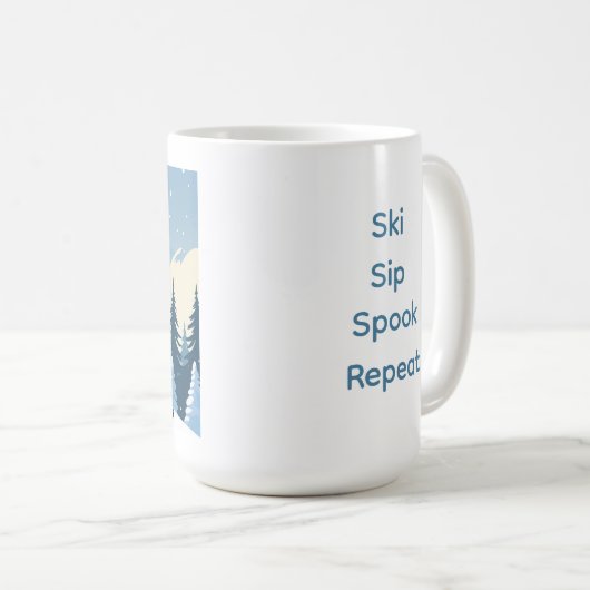 Mug Funny Christmas Skeleton on Skis (Devant droit)