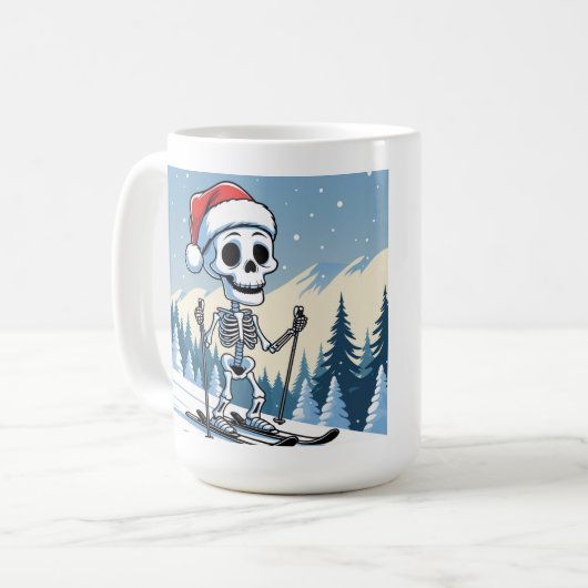 Mug Funny Christmas Skeleton on Skis  (Devant gauche)