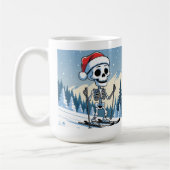 Mug Funny Christmas Skeleton on Skis  (Gauche)