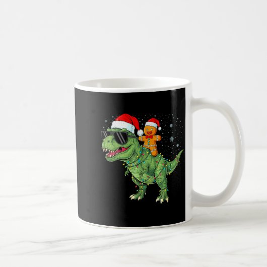 Mug Funny Christmas T Rex Dinosaur Gingerbread Lights (Droite)