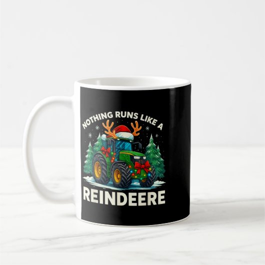 Mug Funny Christmas Tractor Nothing Runs Like A Reinde (Gauche)