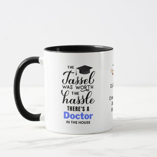 Mug FUNNY Citation de fin d'études de doctorat personn (Gauche)