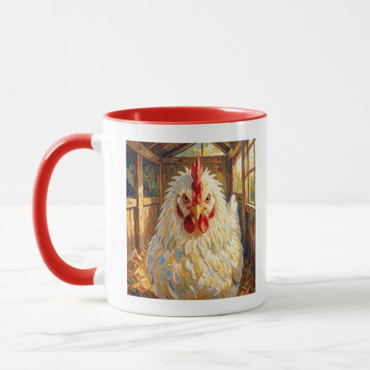 Mug Funny Close Up of Impasto Chicken that looks Mad (Gauche)