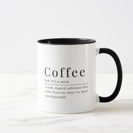 Mug Funny Coffee Definition Noun Modern Minimalist (Droite)