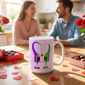 Mug Funny, Colorful, Cute, Cartoon Valentine Heart
