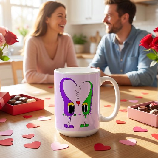 Mug Funny, Colorful, Cute, Cartoon Valentine Heart