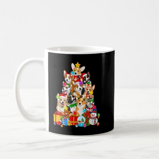Mug Funny Corgi Christmas Tree Lights Puppy Corgi Dog  (Gauche)