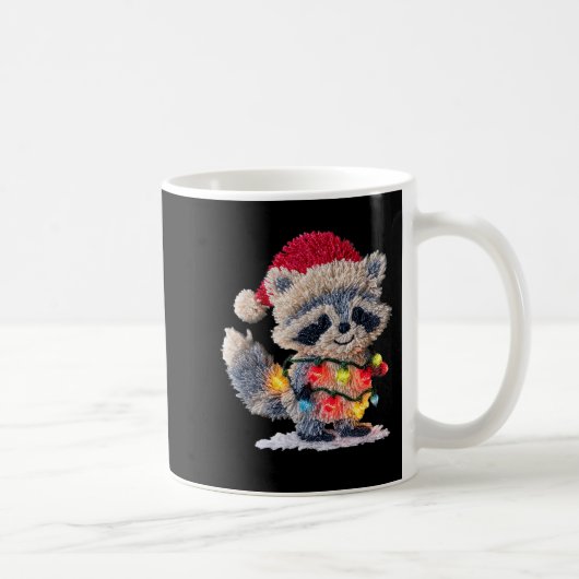 Mug Funny Crochet Christmas Raccoon Xmas Lights Girly (Droite)