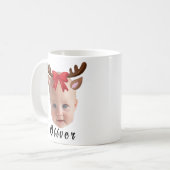 Mug Funny Custom Baby Visage photo Reindeer de Noël (Devant gauche)