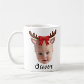 Mug Funny Custom Baby Visage photo Reindeer de Noël (Gauche)