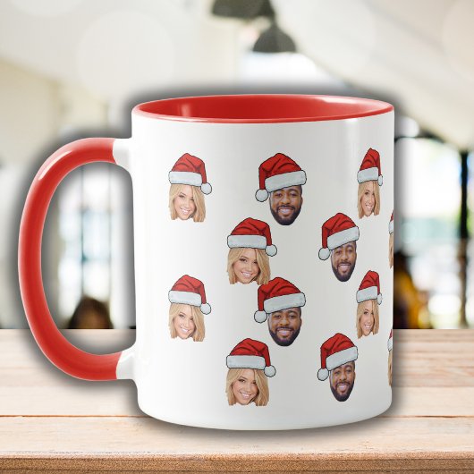 Mug Funny Custom Face 2 Photos Père Noël Casquette Xsm
