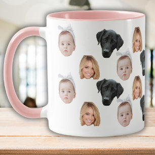 Mug Funny Custom Face Photo Famille Face 3 Photos