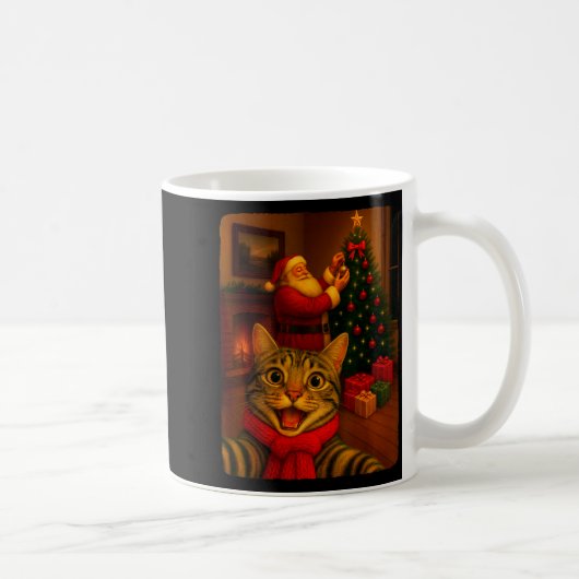 Mug Funny Cute Cat Selfie With Santa Christmas Xmas Wo (Droite)