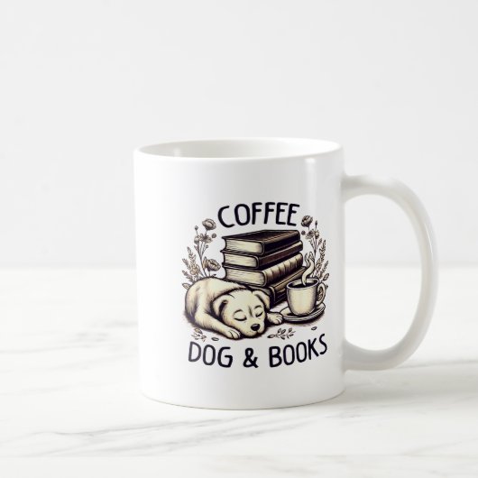 Mug Funny Cute Coffee Dog Books Lover Women Men Kids  (Droite)