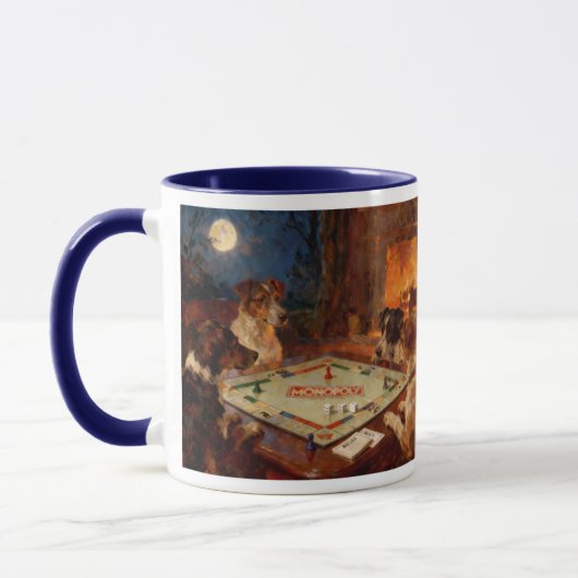 Mug Funny Cute Dogs Playing A Board Game Coffee   (Gauche)