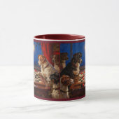 Mug Funny Cute Dogs Playing Checkers Gift Coffee (Centre)