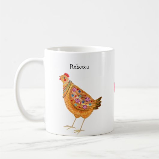 Mug Funny Cute Fashionable Chicken Hen Art Custom (Gauche)