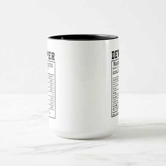 Mug Funny Developer Nutrition Facts codant la créativi (Centre)
