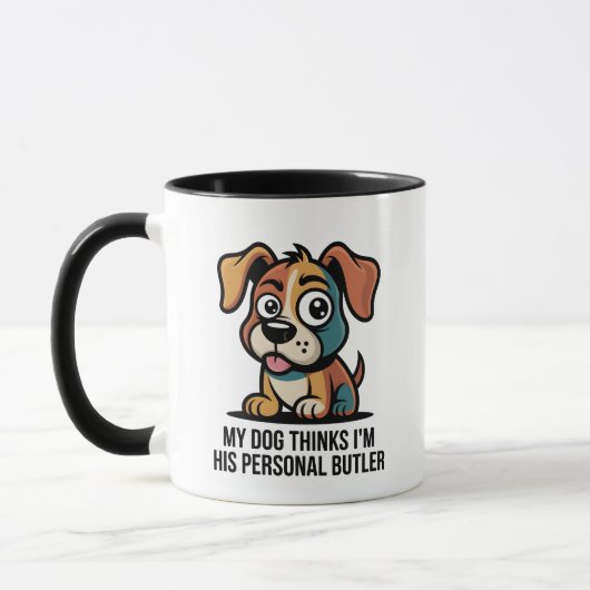 Mug Funny Dog Butler Cartoon Quote (Gauche)